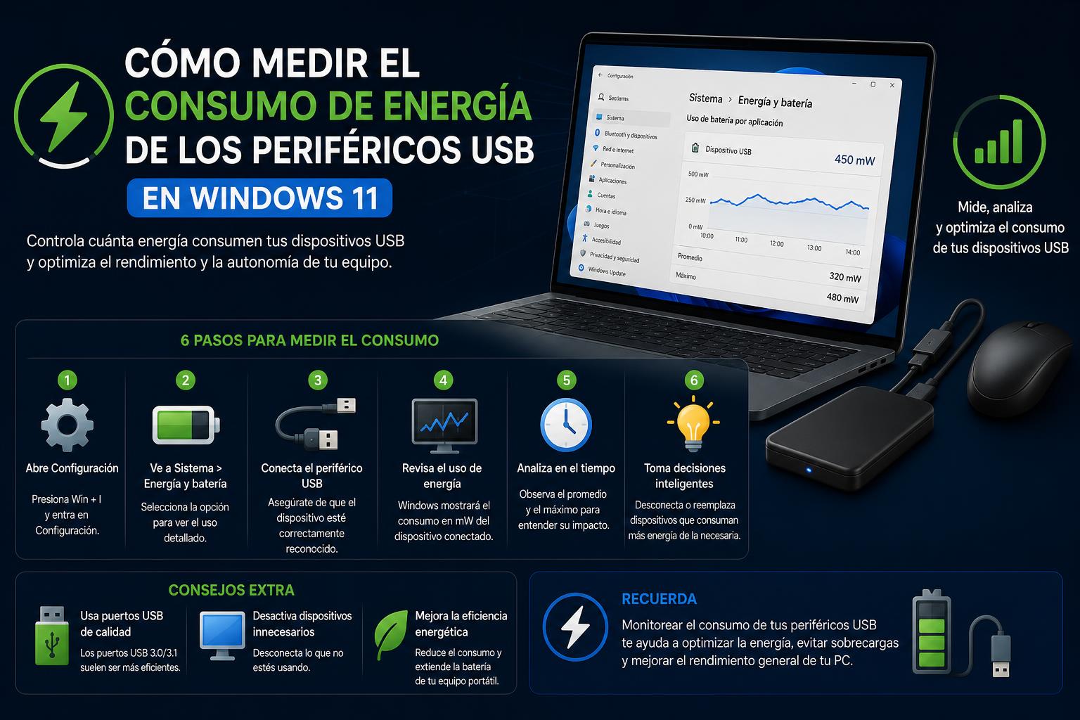 Cómo medir el consumo de energía de los periféricos USB en Windows 11
