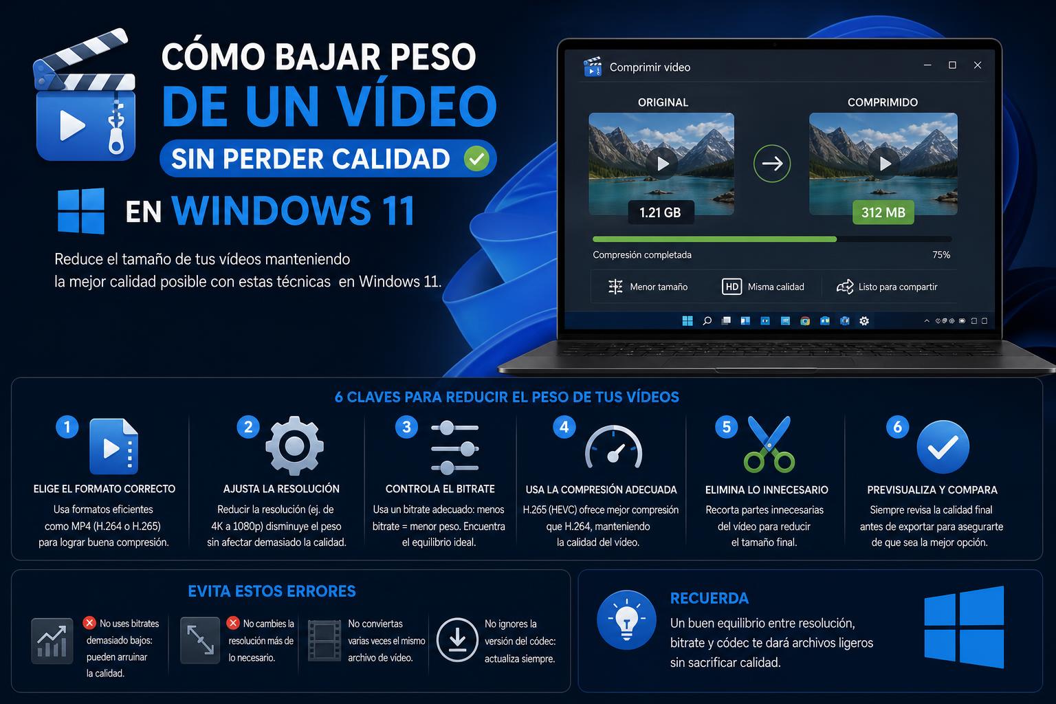 Cómo bajar peso de un vídeo sin perder calidad en Windows 11