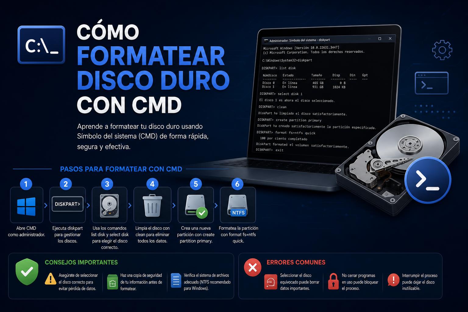 Cómo formatear disco duro con CMD