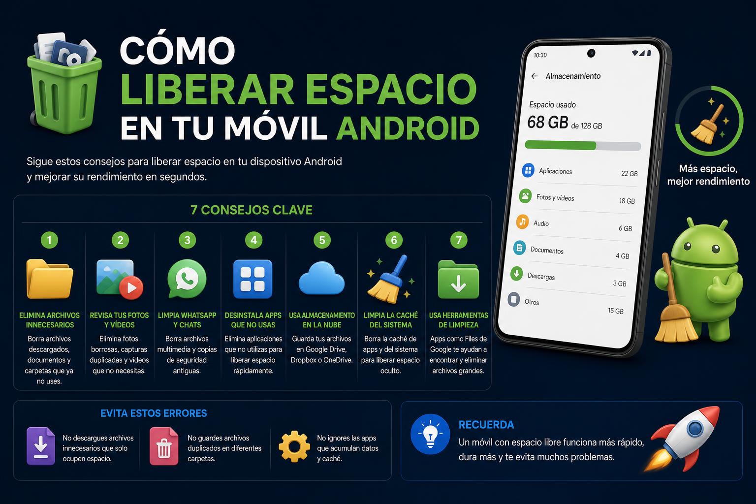 Cómo liberar espacio en tu móvil Android